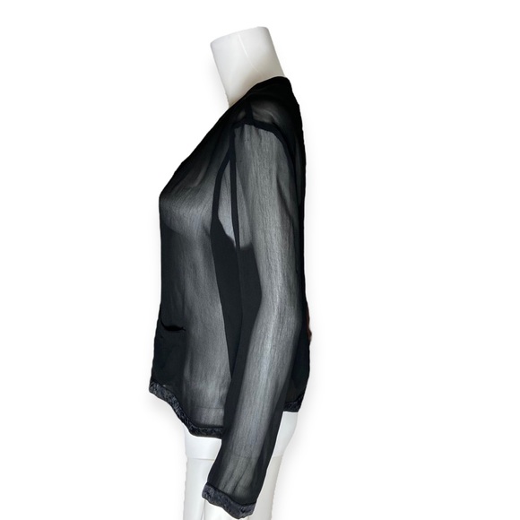Express Vintage 1990s Black Sheer Button Up Cardigan - Picture 2 of 11